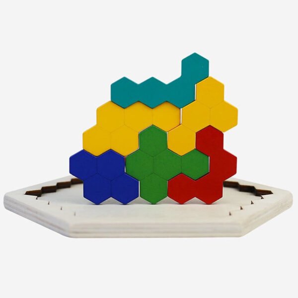 Tangram hexagone en bois – Image 2