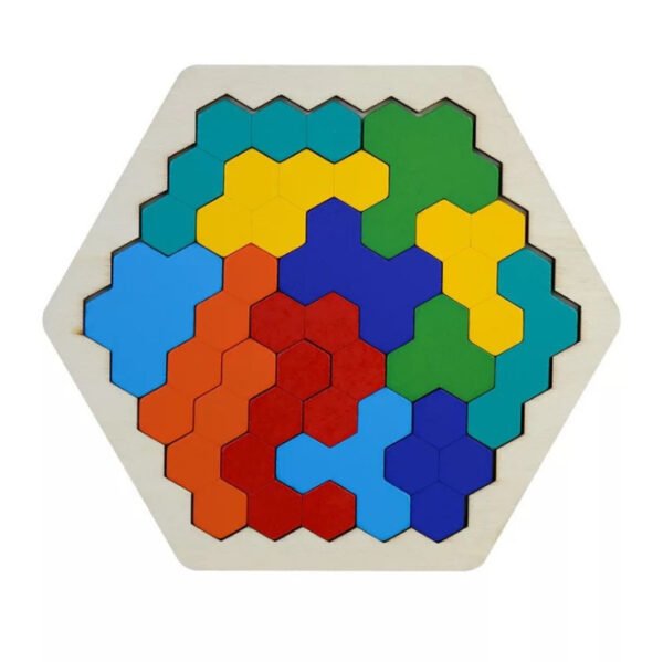 Tangram hexagone en bois – Image 4