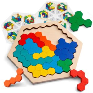 Tangram hexagone en bois