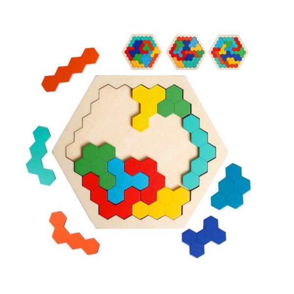 Tangram hexagone en bois – Image 6